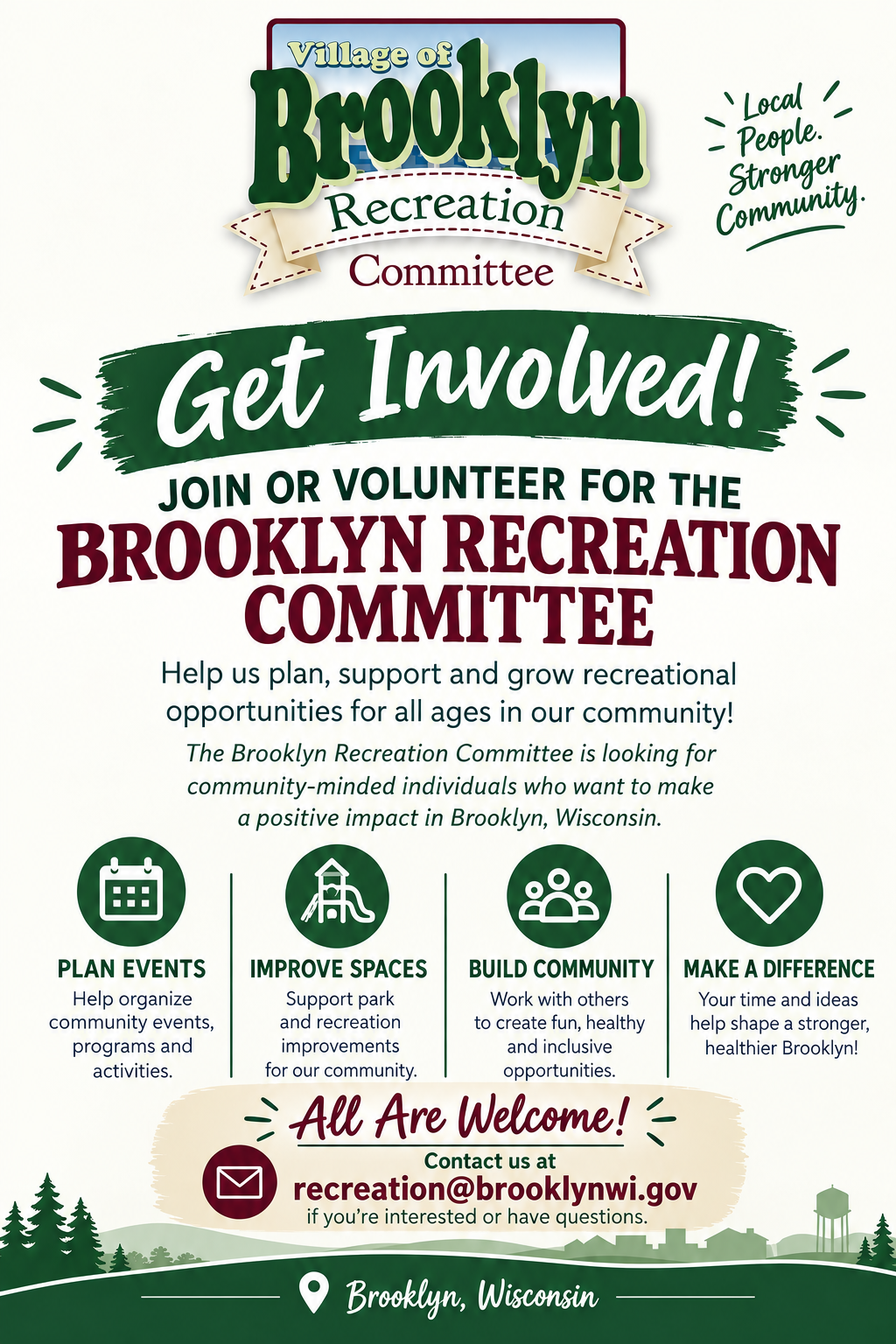 Join or Volunteer for the Brooklyn Recreation Committee